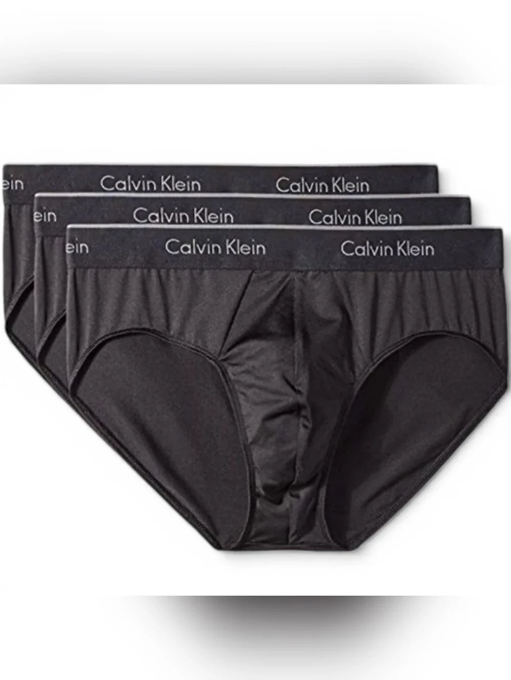 NWOT Calvin‎ Klein Black Logo Waistband Briefs - Trio Pack Spandex Shiny Sz XXL